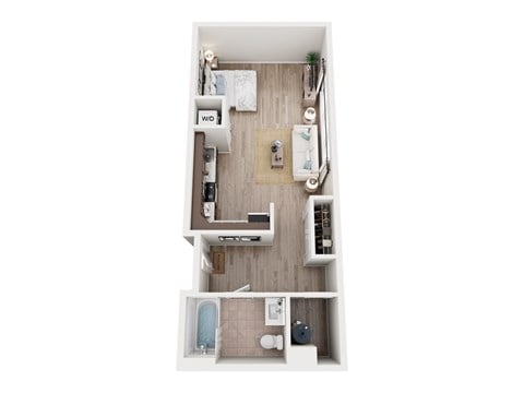 Floor plan for studio, 1 bath, 460 sqft